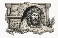 jesus empty tomb stone tattoo design idea