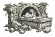 jesus empty tomb stone tattoo design idea