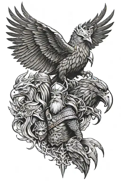 viking, odin, raven, valkyrie, beserker tattoo design idea