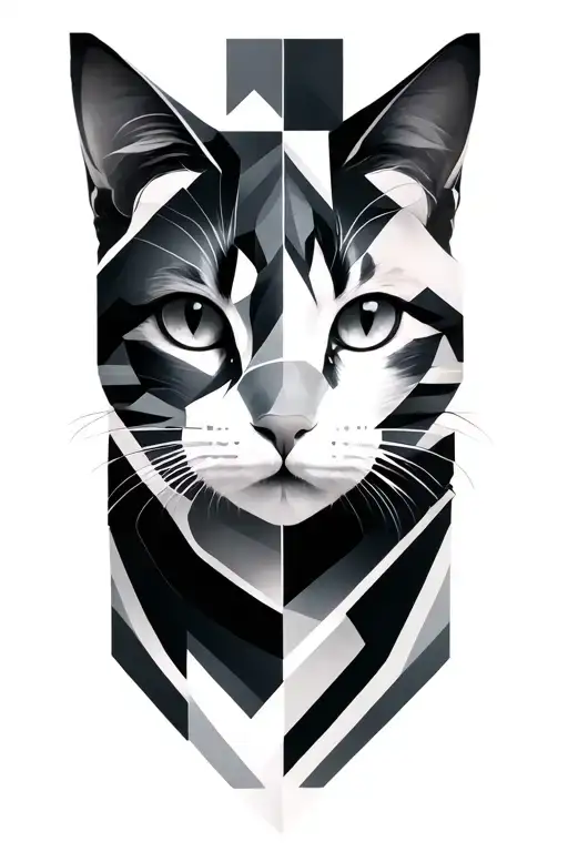 🐱 geometric face with abstract tattoo design idea