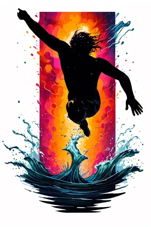 shadow swimmer jumping from an SH tattoo design idea