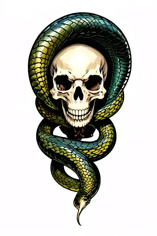 snake , skulls tattoo design idea