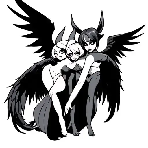 angel & husk from hazbin hotel film tattoo tattoo design idea