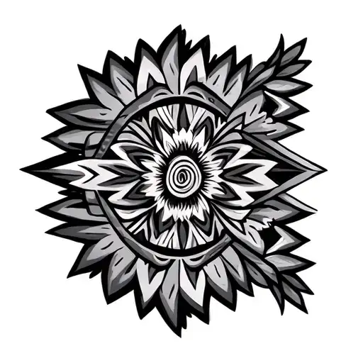 navajo Polynesian sleeve tattoo design idea