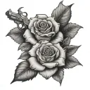 cherub money roses gun tattoo design idea