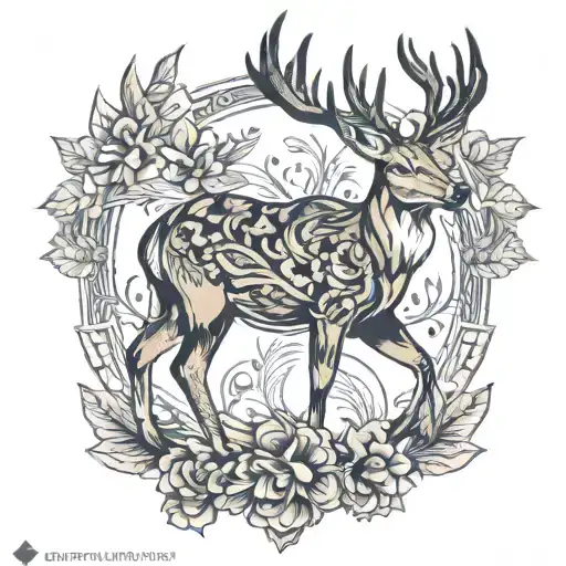 deer in adidas sportsuit tattoo design idea