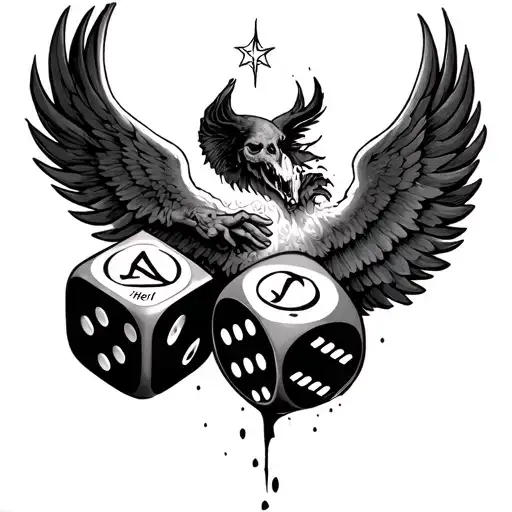 heaven vs Hell dice life struggle tattoo design idea