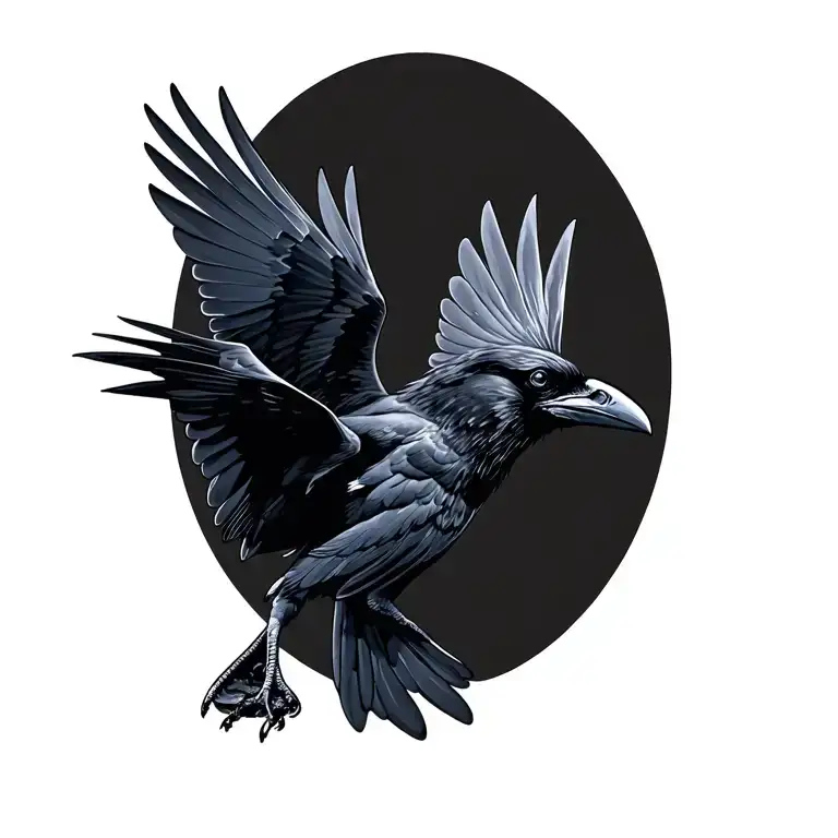 raven flying tattoo design idea