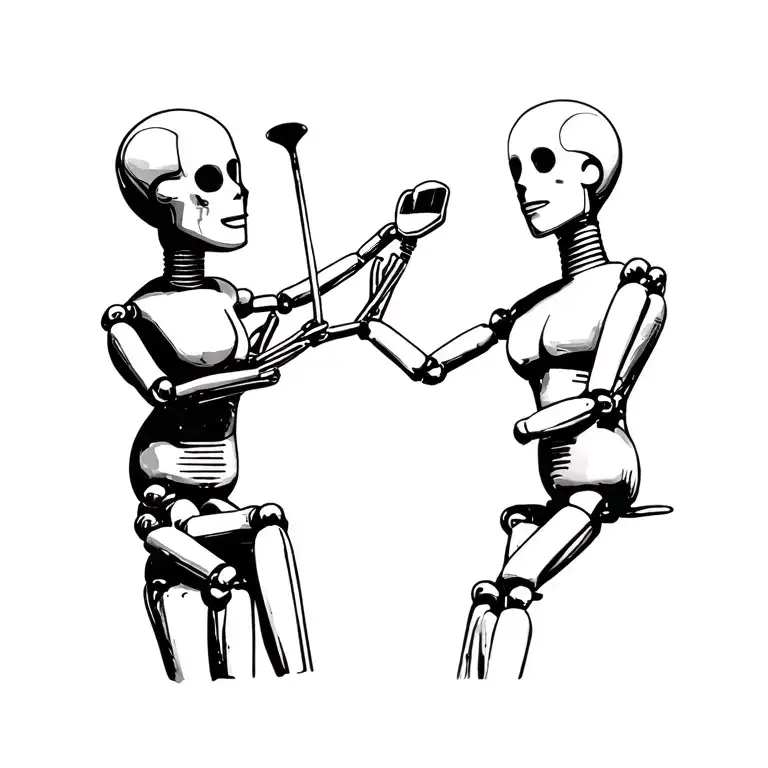 Marionette holding manequin  tattoo design idea