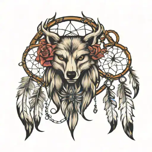 dream catcher, addiction, loss tatto mixed tattoo design idea