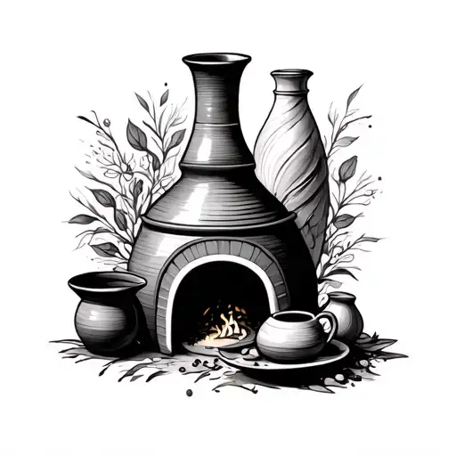 pottery kiln filled tattoo design idea