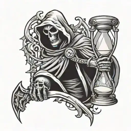 grim reaper holding a hourglass tattoo tattoo design idea
