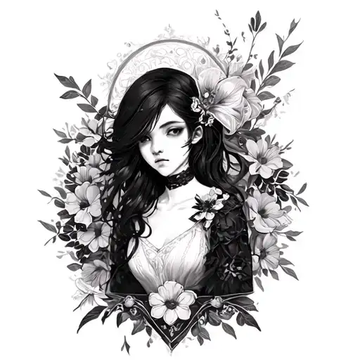 **Concept for a Beatrice (Re:Zero) Forearm Tattoo:**  The design features **Beatrice** in a **detailed semi-realism tattoo design idea