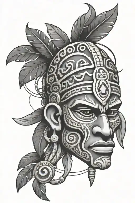 Puerto Rican Taino tribal tattoo design combining elements tattoo design idea