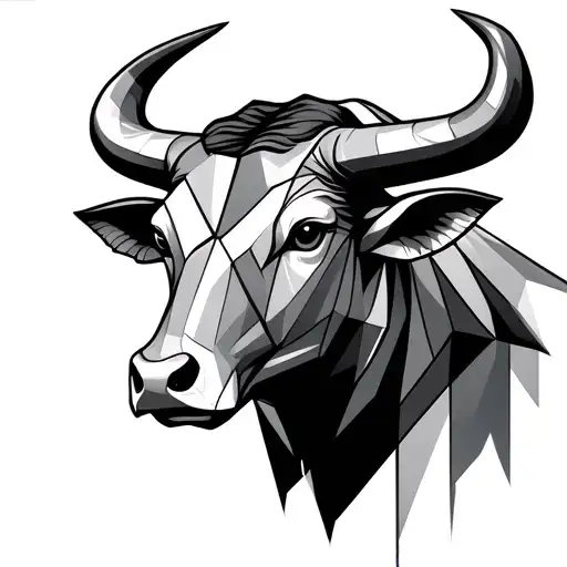 bull head taurus symbol geometeic.or cubism style tattoo design idea