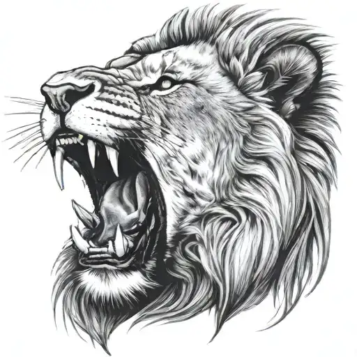 Lion face roaring tattoo design idea