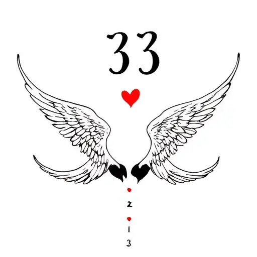 One wing angel another wing of the demon kiss and number 333 tattoo design idea