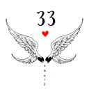 One wing angel another wing of the demon kiss and number 333 tattoo design idea