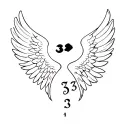 One wing angel another wing of the demon kiss and number 333 tattoo design idea