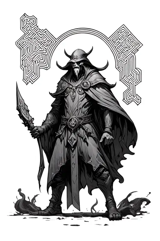 Maze with the magic the gathering character fblthp tattoo design idea