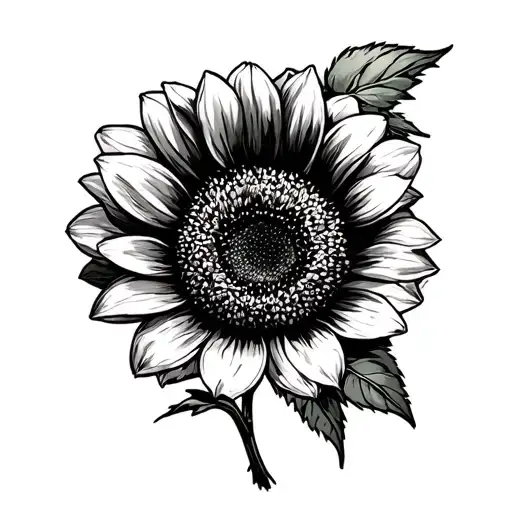 lisianthus, periwinkle and sunflower with a small crickey tattoo design idea