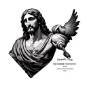 small and positioned on the neck as "December 5 2006" date in Roman numerals and jesus in the back tattoo design idea