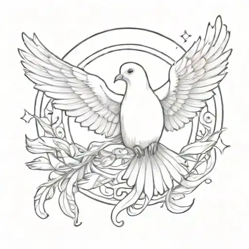Dove with angel halo symbolizing and liam payne signature  tattoo design idea