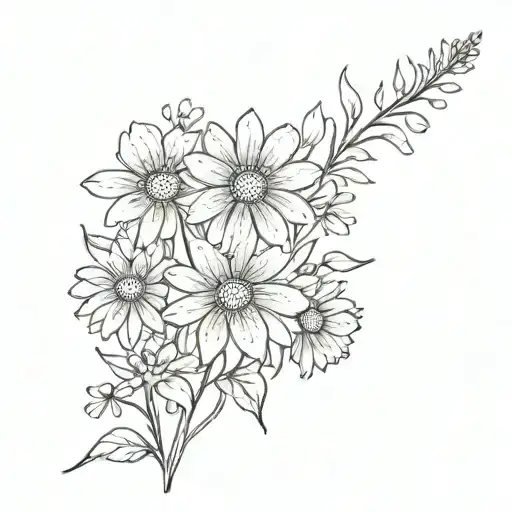 wildflower daisy tattoo design idea