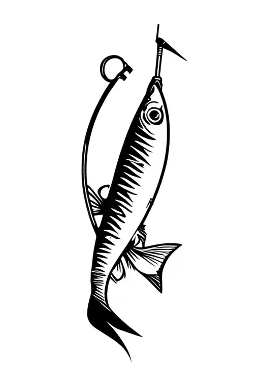 fishing pole tattoo design idea