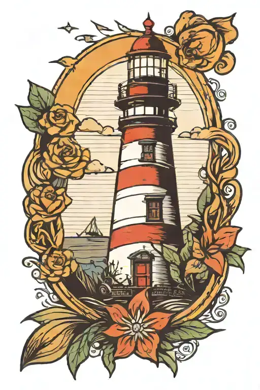 lighthouse that lights the sea tattoo design idea