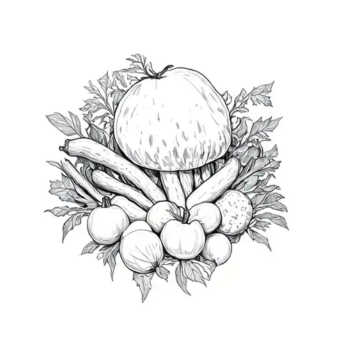 kitchen and vegetable toque tattoo design idea