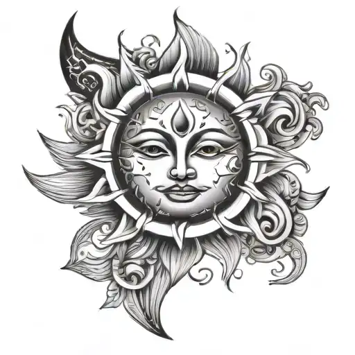 Sun And Moon tattoo design idea