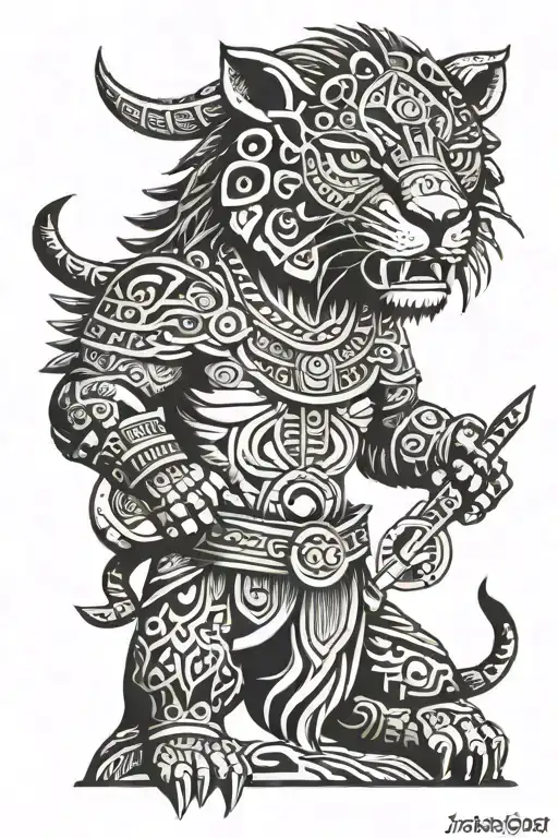 aztec jaguar warrior tattoo design idea