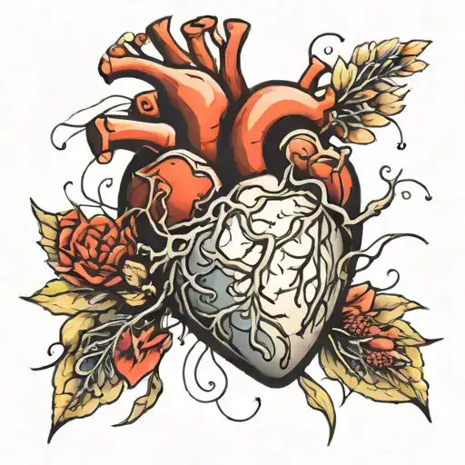 realistic anatomic heart shape tattoo design idea