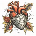 realistic anatomic heart shape tattoo design idea