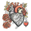 realistic anatomic heart shape tattoo design idea