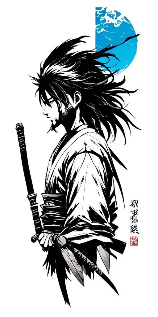 Negative Space samurai champloo tattoo design idea