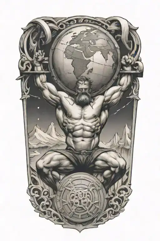Atlas holding up the world tattoo design idea