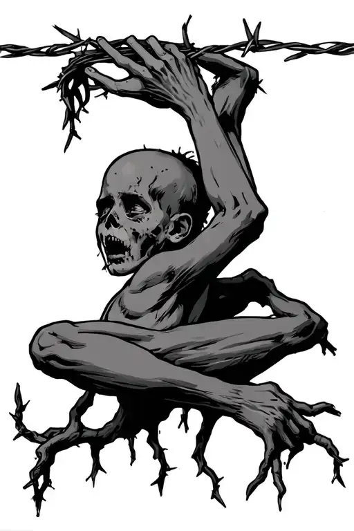 growth from an abusive childhood trauma with barbed wire and punchy  tattoo design idea