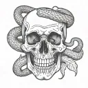 skull and snake tattoo design idea