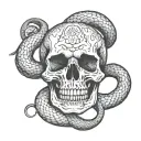 skull and snake tattoo design idea