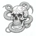 skull and snake tattoo design idea