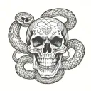 skull and snake tattoo design idea