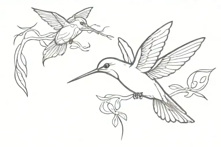 hummingbird hovering tattoo design idea