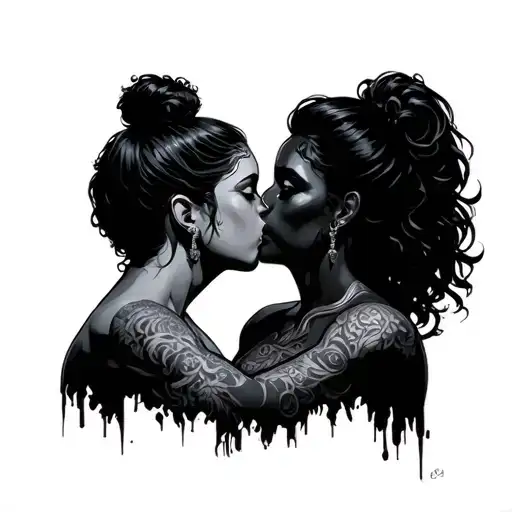 gojo and makima kiss tattoo design idea