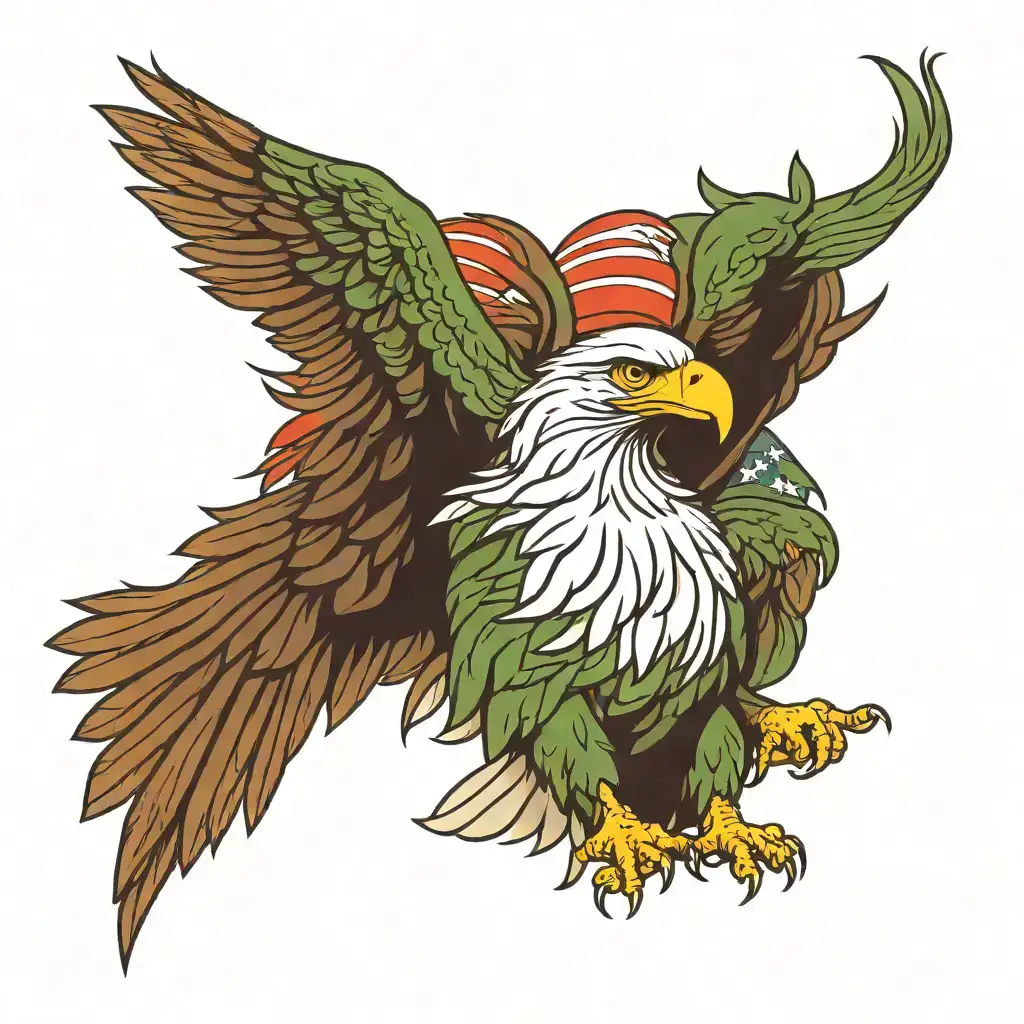 patriotic eagle green tattoo design idea