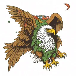 patriotic eagle green tattoo design idea
