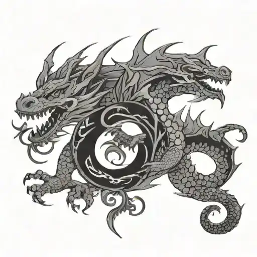 dragon with ALZ initials tattoo design idea
