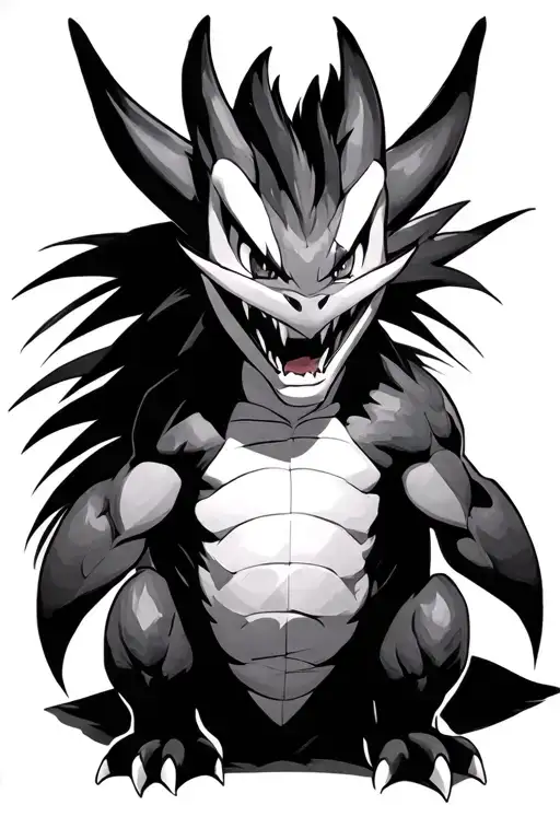 charizard zaraki kenpachi mashup tattoo design idea