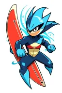 greninja surfing tattoo design idea